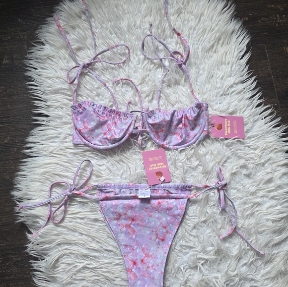 Strawberry Milk Mob Pink and Purple Tie-Dye Bikini Set - Picture 7 of 9